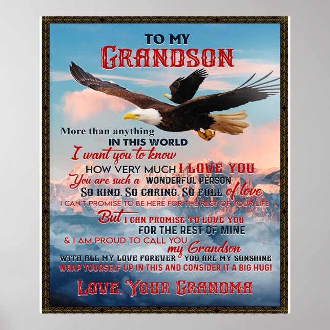 Letter To My Grandson Gift,Love Baby Boy Gift Idea Poster (Front)