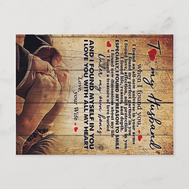 Letter To My Husband, Cute Family Gift Announcement Postcard (Front)