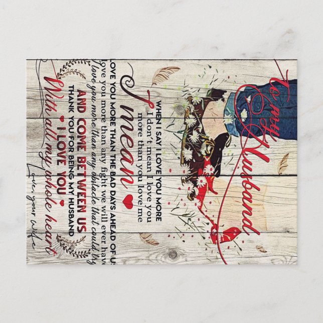 Letter To My Husband | Love Quotes To Husband Postcard (Front)