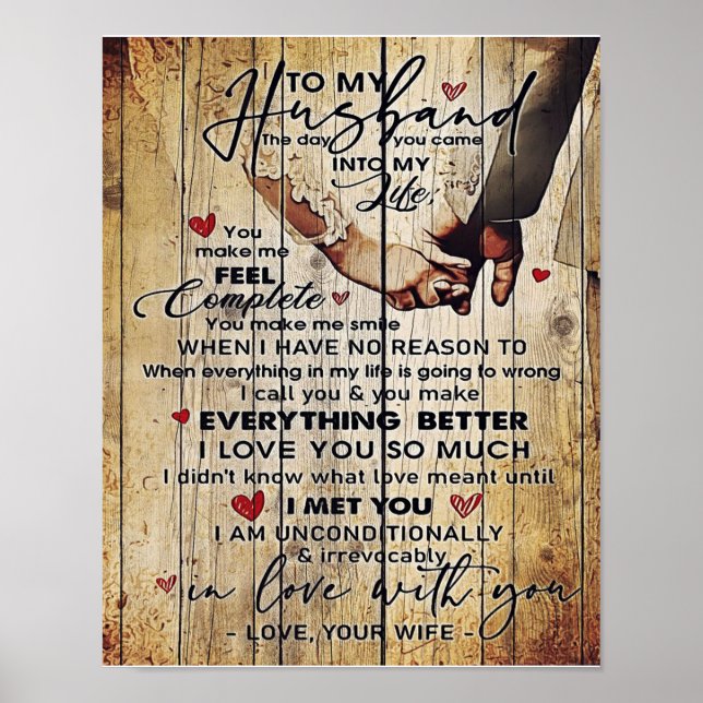Letter To My Husband , Lovely Quotes Gift Poster (Front)