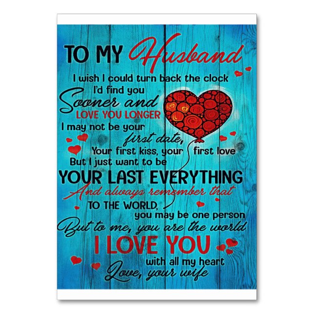 Letter To My Husband | Lovely To My Husband Gift Table Number (Front)