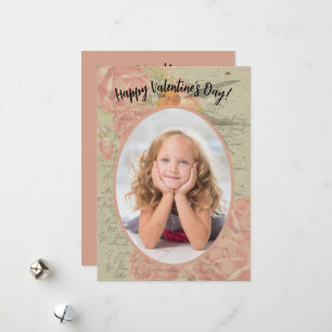 Letter to My Love Goldfinch Pink Roses Handwriting Holiday Card