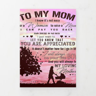 Letter To My Mom Letter To Family Tri-Fold Announcement