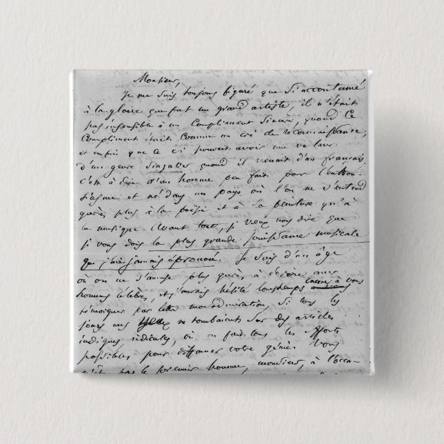 Letter to Richard Wagner  17th February 1860 2 Inch Square Button (Front)