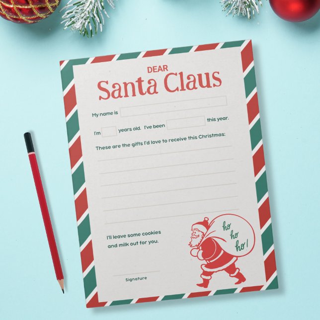 Letter to Santa - Classic Holiday Stripe Notepad (Creator Uploaded)