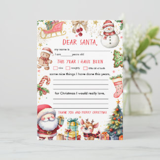 Letter to Santa Claus Christmas Invitation