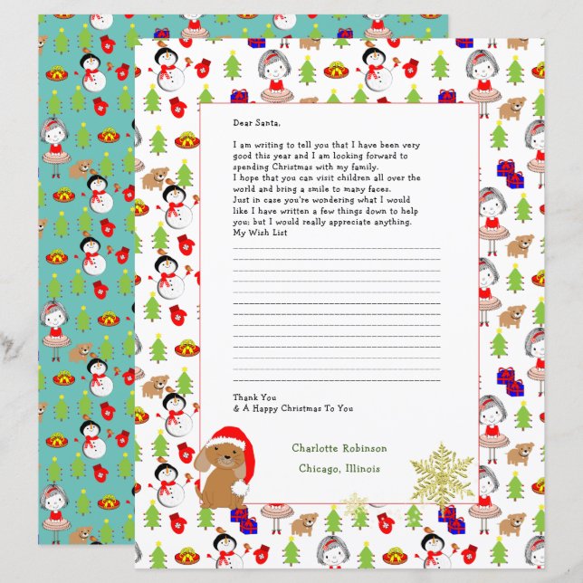 Letter to Santa Claus Cute Personalized Stationery (Front/Back)