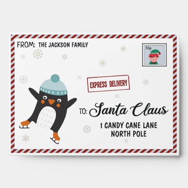 Letter to Santa Claus express delivery elf stamp Envelope (Front)