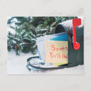 Letter to Santa Claus in mailbox Holiday Postcard