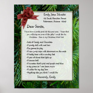 Letter to Santa, Create it Online! Optional Framed Poster