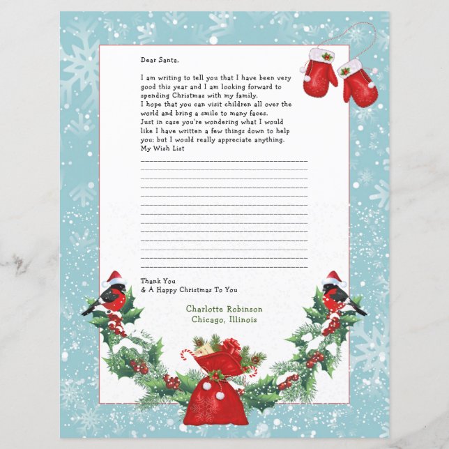 Letter to Santa Personalized Stationery (Front)