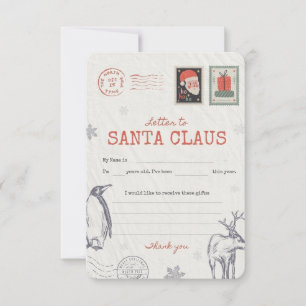 🎅Letter to Santa   Printable Christmas Wish List  Invitation