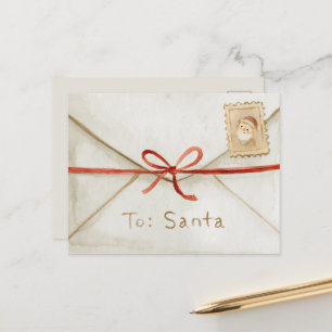 Letter To Santa Red White Stripes Christmas Postcard