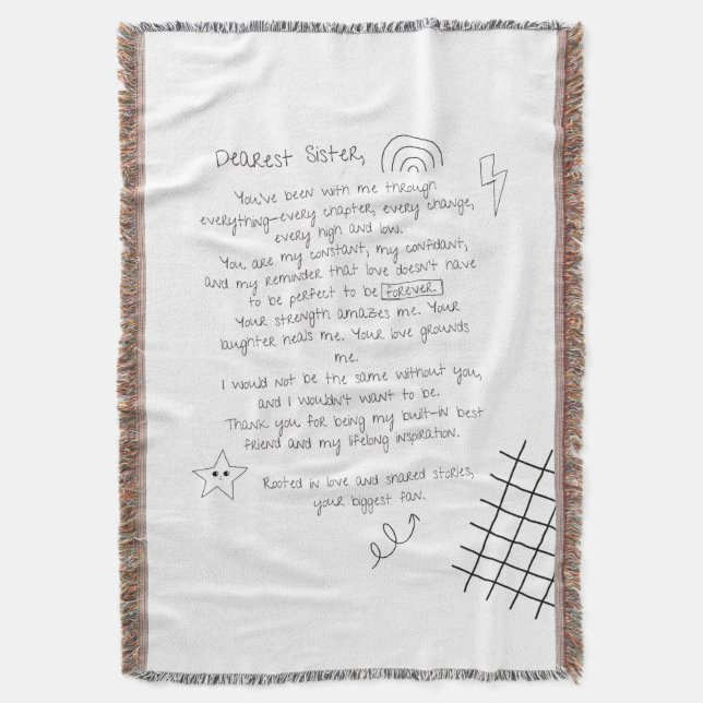 Letter to Sister Throw Blanket (Front Vertical)