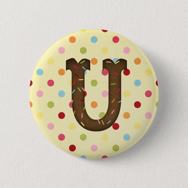 Letter U 2 Inch Round Button (Front)