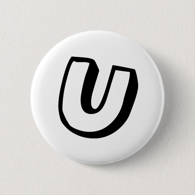 Letter U 2 Inch Round Button (Front)