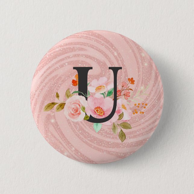 Letter U 2 Inch Round Button (Front)