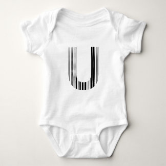 LETTER U BAR CODE First Initial Barcode Pattern Baby Bodysuit