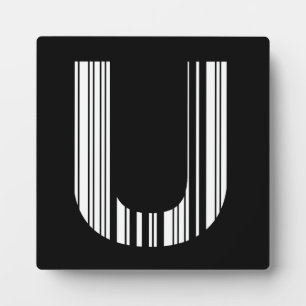 LETTER U BAR CODE First Initial Barcode Pattern Plaque
