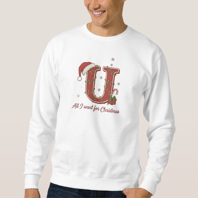 Letter U Christmas Monogram Design Sweatshirt (Front)
