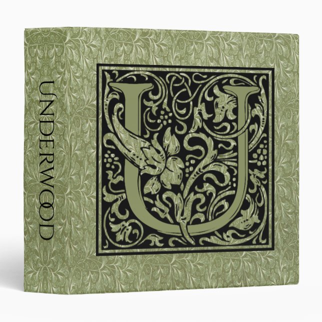 Letter U First Letter Monogram Binder (Front/Spine)