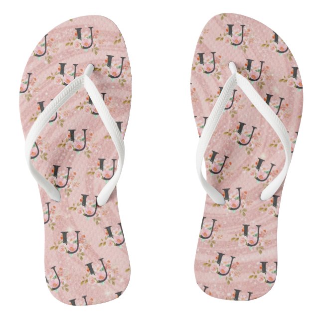 Letter U Flip Flops (Footbed)