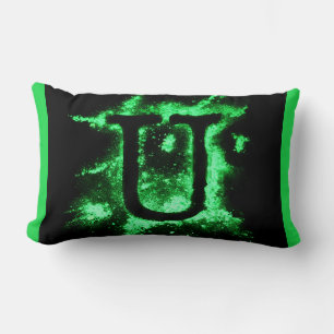 Letter U Green Capital Alphabet Lumbar Pillow
