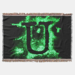 Letter U Green Capital Alphabet Throw Blanket