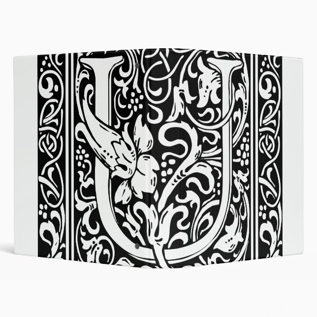 Letter U Medieval Monogram Art Nouveau Binder (Background)