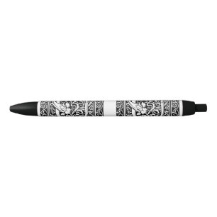 Letter U Medieval Monogram Art Nouveau Black Ink Pen