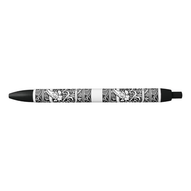 Letter U Medieval Monogram Art Nouveau Black Ink Pen (Front)