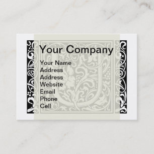 Letter U Medieval Monogram Art Nouveau Business Card