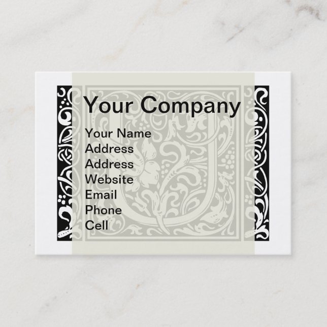 Letter U Medieval Monogram Art Nouveau Business Card (Front)