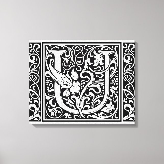 Letter U Medieval Monogram Art Nouveau Canvas Print (Front)