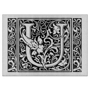 Letter U Medieval Monogram Art Nouveau Cutting Board