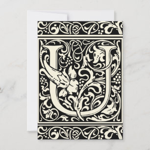 Letter U Medieval Monogram Art Nouveau Invitation