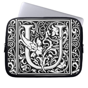Letter U Medieval Monogram Art Nouveau Laptop Sleeve