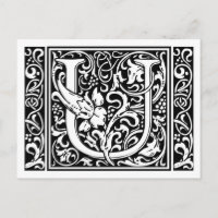 Letter U Medieval Monogram Art Nouveau