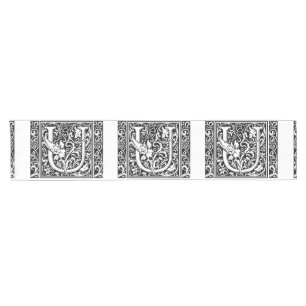 Letter U Medieval Monogram Art Nouveau Short Table Runner