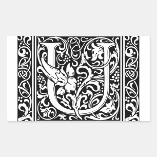 Letter U Medieval Monogram Art Nouveau Sticker