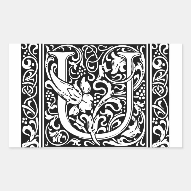 Letter U Medieval Monogram Art Nouveau Sticker (Front)