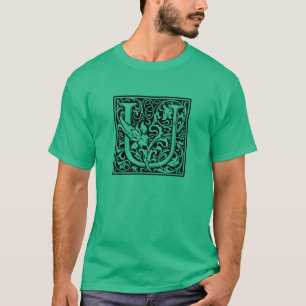 Letter U Medieval Monogram Art Nouveau T-Shirt