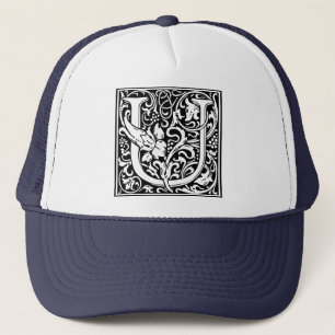 Letter U Medieval Monogram Art Nouveau Trucker Hat