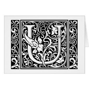 Letter U Medieval Monogram Vintage Initial