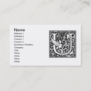 Letter U Medieval Monogram Vintage Initial Business Card