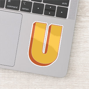 Letter U Monogram, Bold 3D Type Font Initial 