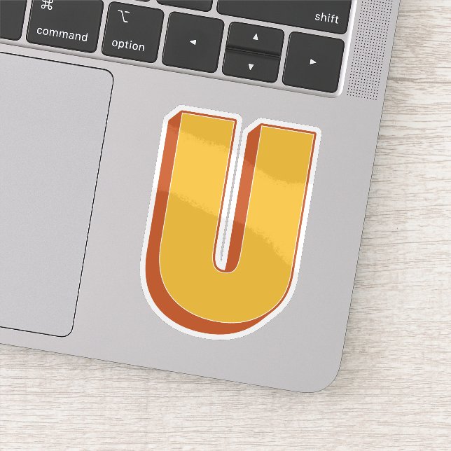 Letter U Monogram, Bold 3D Type Font Initial  (Detail)