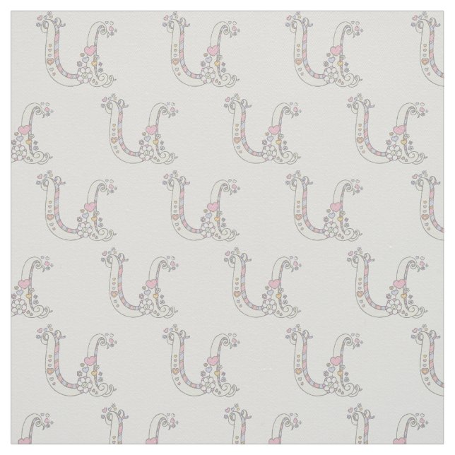 Letter U monogram decorative text custom fabric (Swatch)