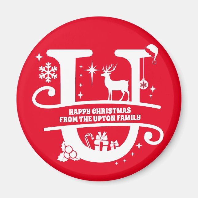 Letter U Monogram Initial Family Name Greeting    Magnet (Front)