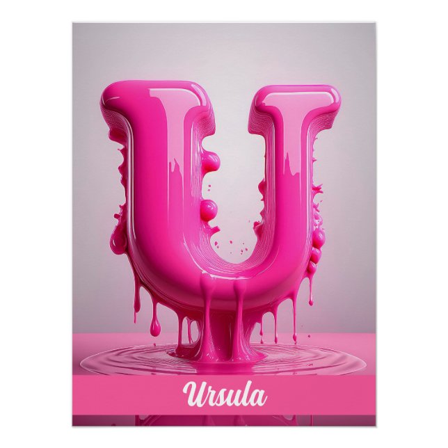 Letter U, Monogram U - Customizable Name Poster  (Devant)